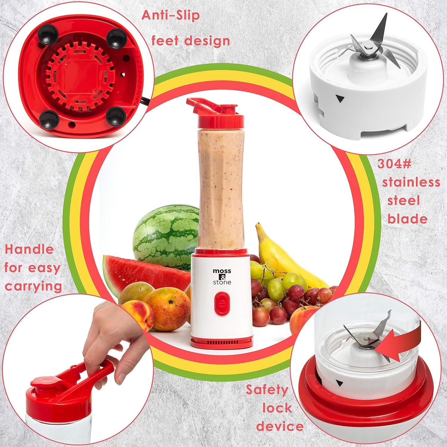 Single Serve Blender, White & Red, 20 Oz