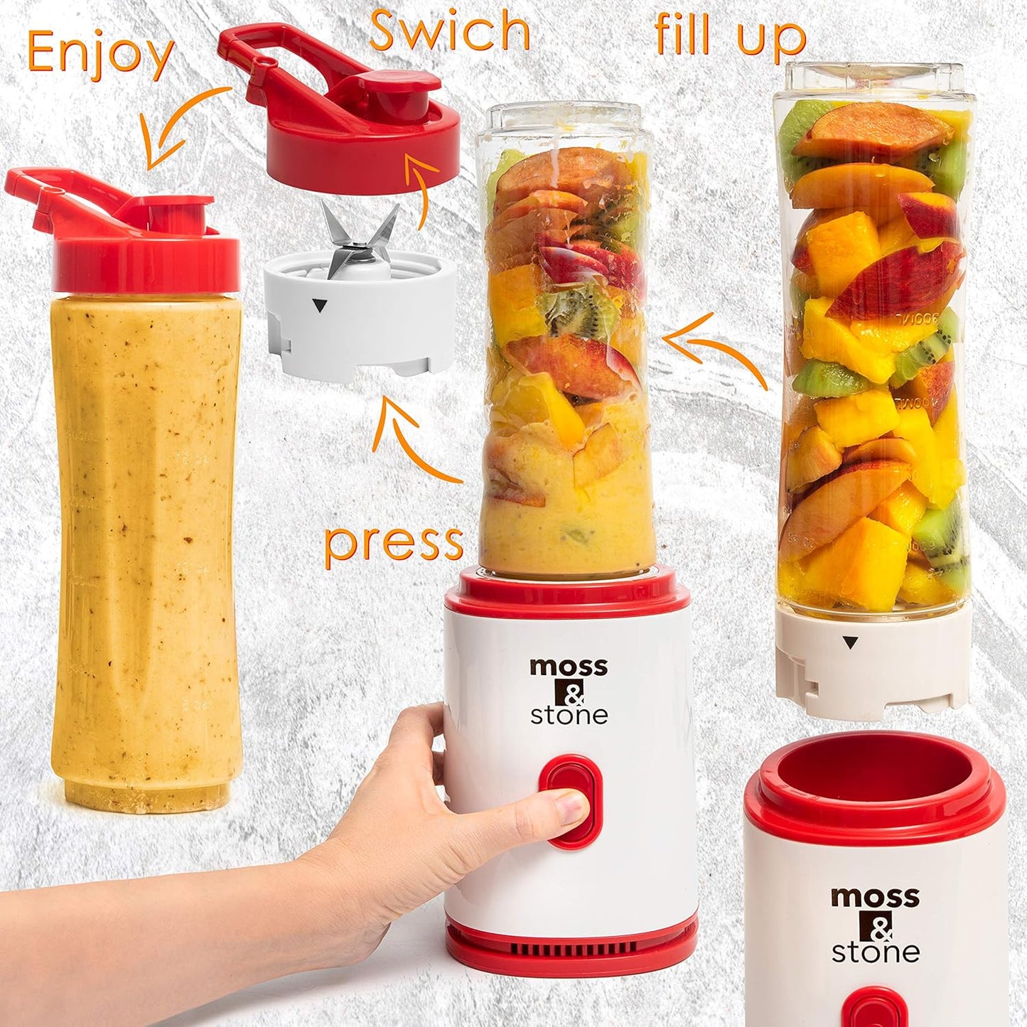 Single Serve Blender, White & Red, 20 Oz