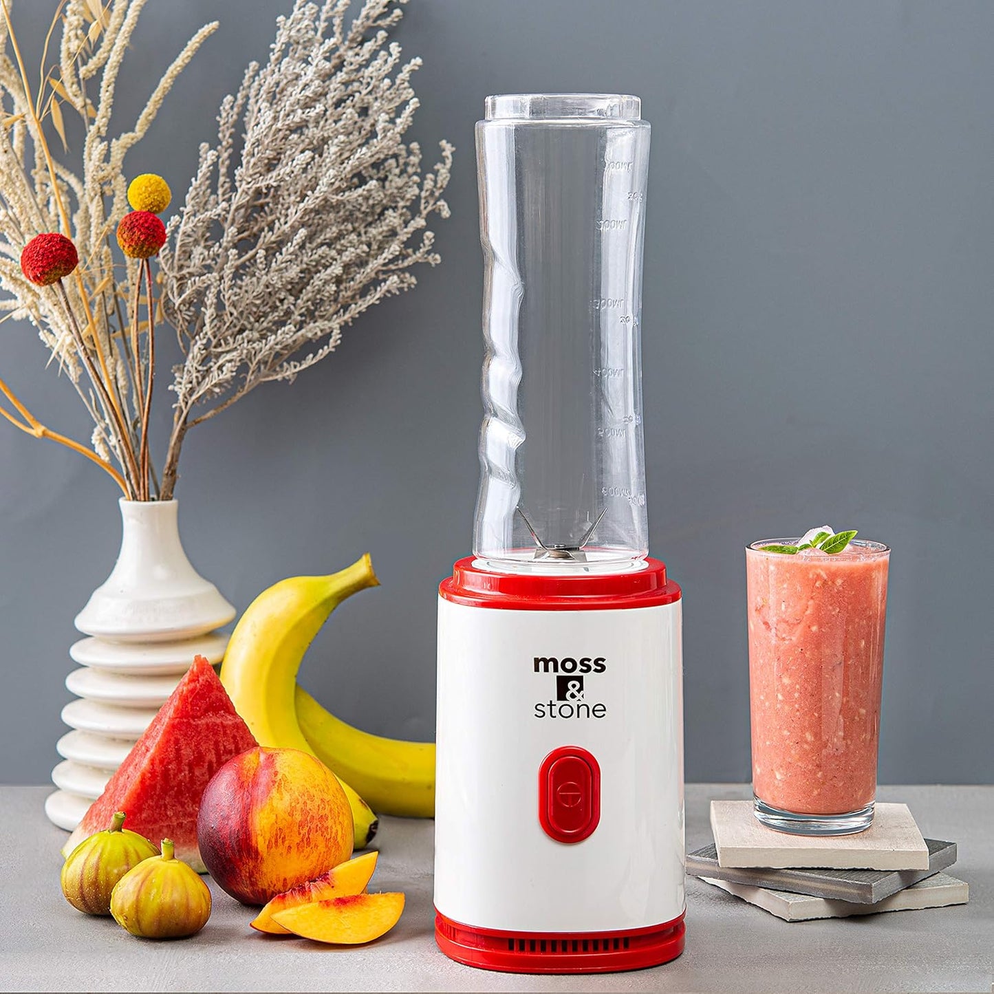 Single Serve Blender, White & Red, 20 Oz